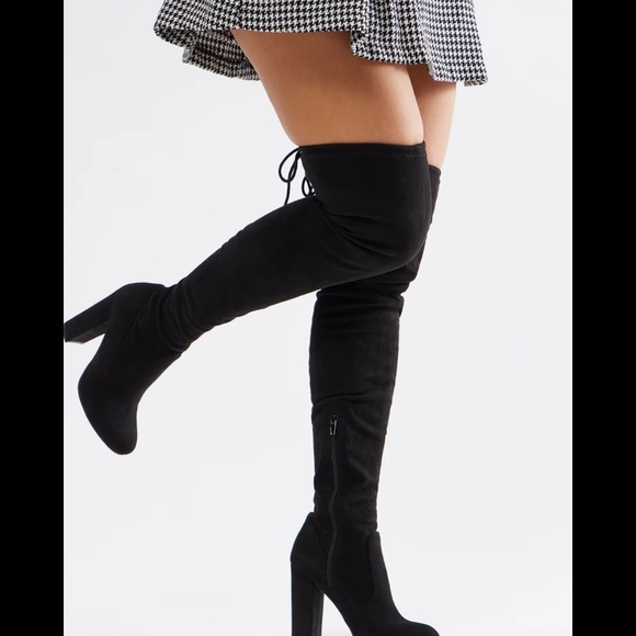 Fashion Nova Shoes - Fashion Nova Black Over-the-Knee Boots with High Block Heel